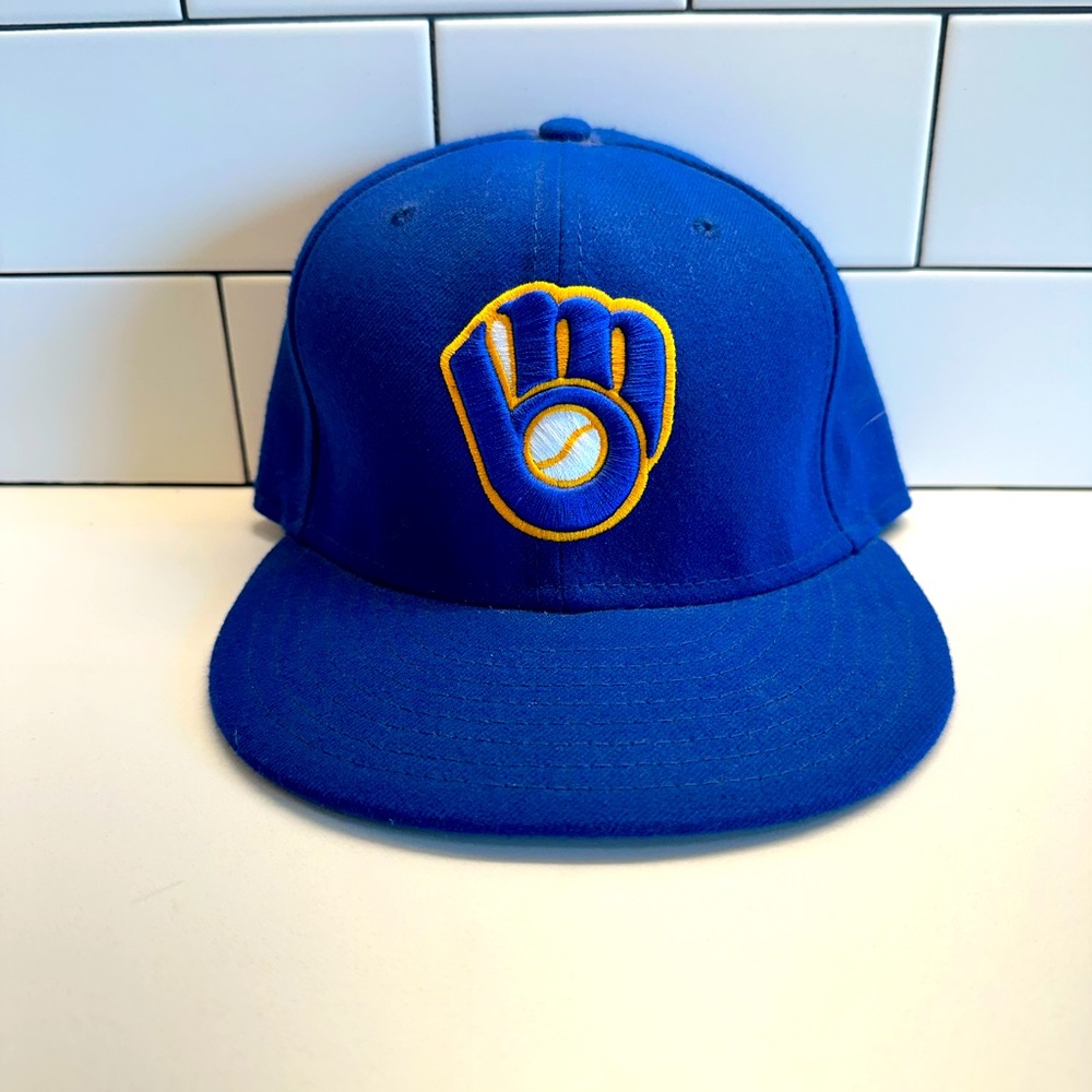 MILWAUKEE BREWERS MLB fitted flat bill hat men’s size 7 3/8